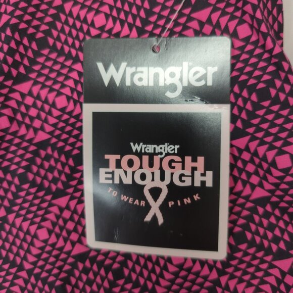 Wrangler Women’s Western Shirt 3XL Pink Black Breast Cancer Awareness Pearl Snap - Picture 7 of 11